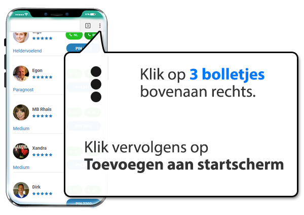 android: Paragnostenamsterdam.nl instellen als app op Mobiel